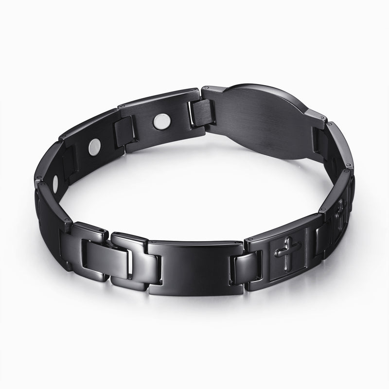 Men's Powerful Stainless Steel Magnetic Bracelet , Black , OSB-225BK