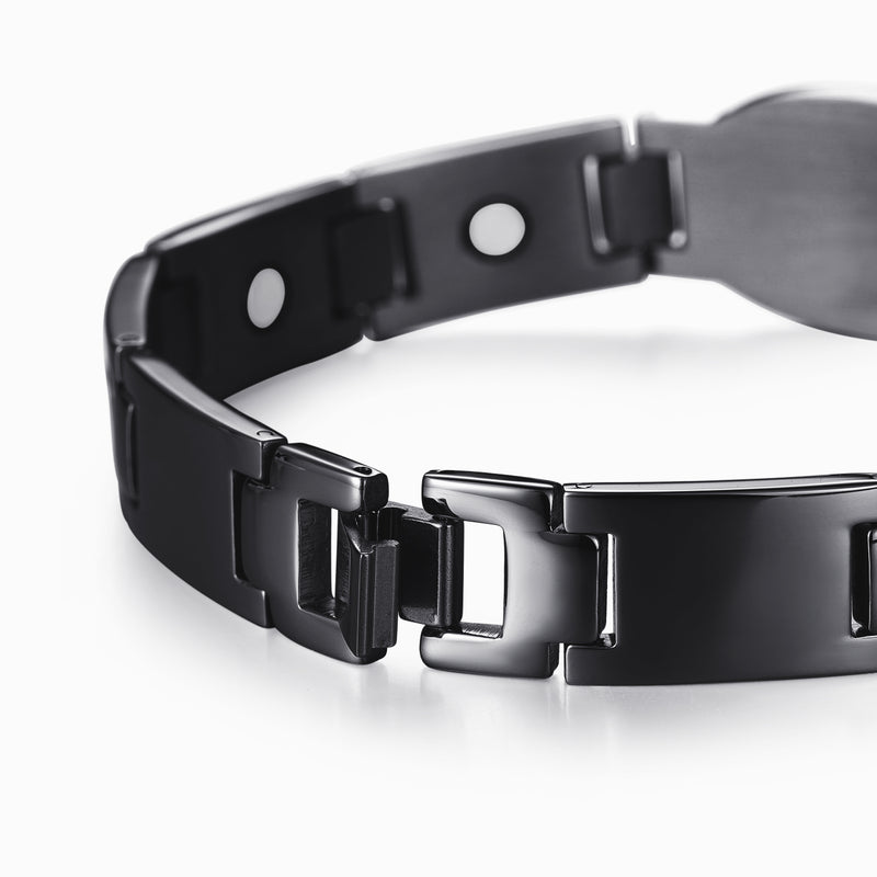Men's Powerful Stainless Steel Magnetic Bracelet , Black , OSB-225BK