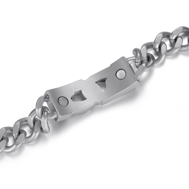 Powerful Stainless Steel Magnetic Bracelet , Silver , OSB-2328S-Matt