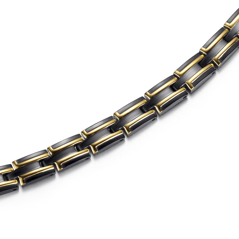 Strengthen Stainless Steel Magnetic Bracelets , Black Gold , OSB-086BKGFIR-W