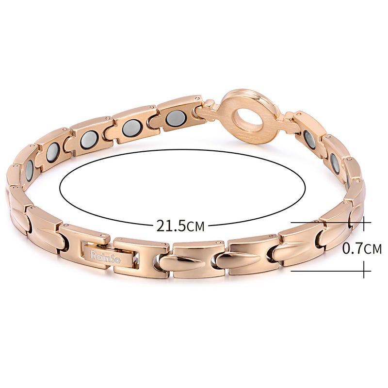 Stainless Steel Womens Magnetic Bracelet , Silver/Rose Gold , OSB-2202