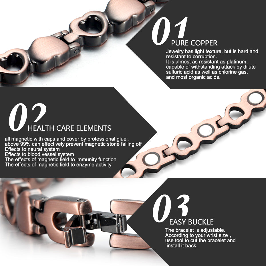 Women Pure Copper Magnetic Bracelet , OCB-082