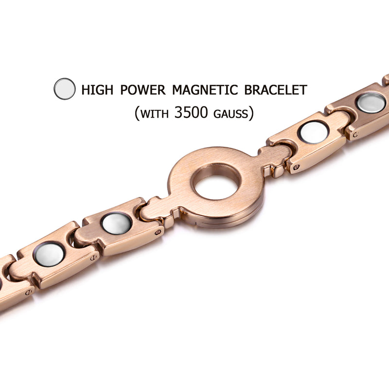 Stainless Steel Womens Magnetic Bracelet , Silver/Rose Gold , OSB-2202