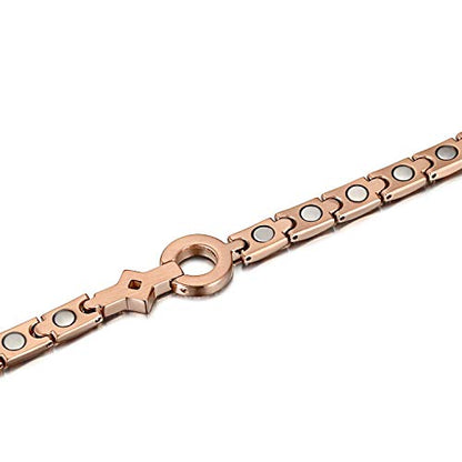 Womens Stainless Steel Magnetic Therapy Bracelets Pain Relief for Arthritis with Rhinestone