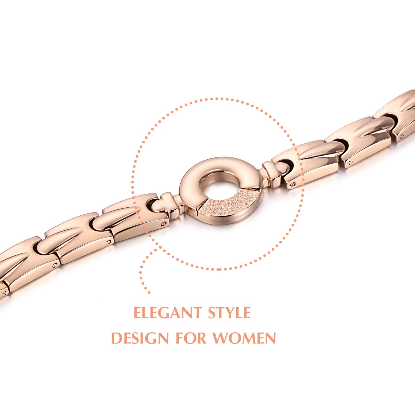 Stainless Steel Womens Magnetic Bracelet , Silver/Rose Gold , OSB-2202