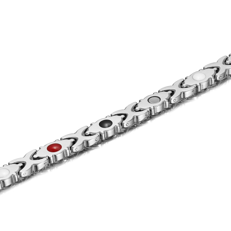 Stainless Steel Womens Crystal Magnetic Bracelet , Silver , OSB-1541SBLFIR