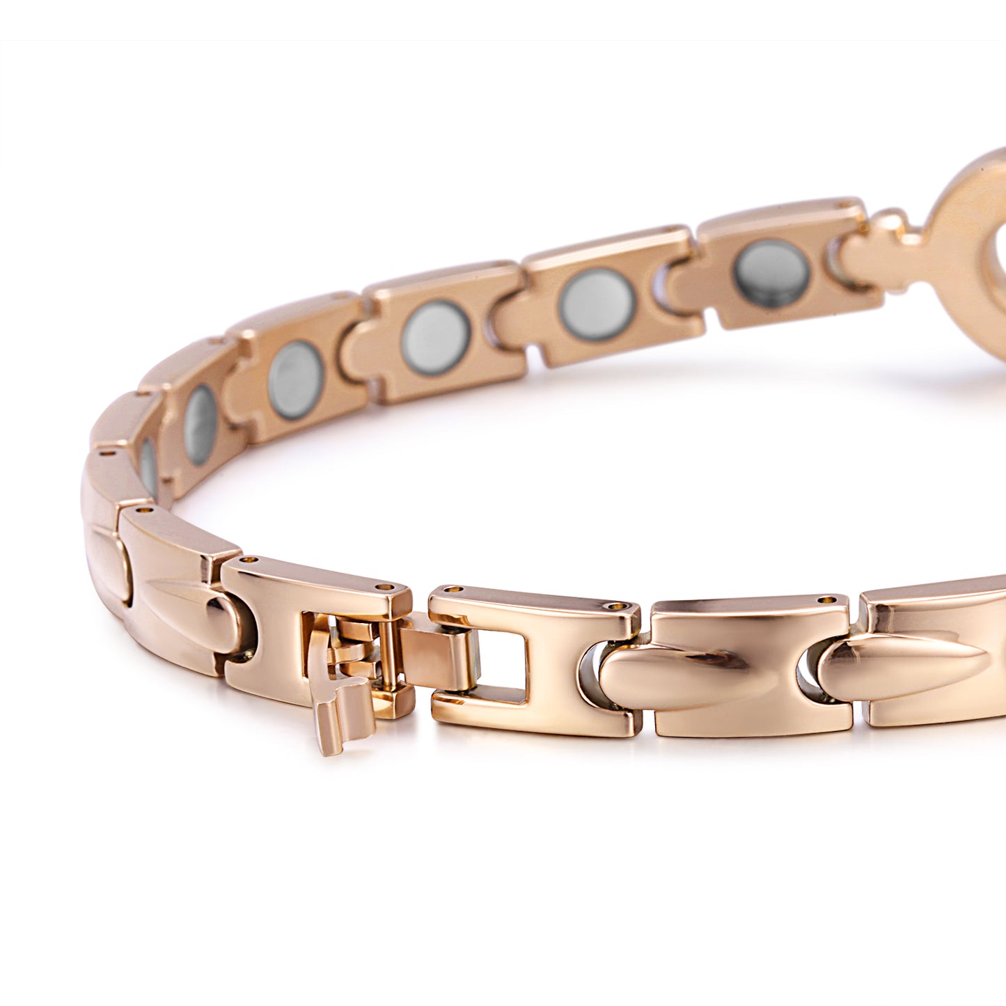 Stainless Steel Womens Magnetic Bracelet , Silver/Rose Gold , OSB-2202