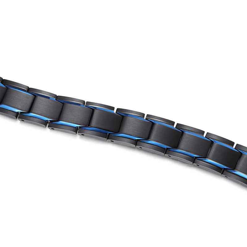 Stainless Steel Mens Magnetic Bracelet , Blue Black , OSB-1540BKBLFIR