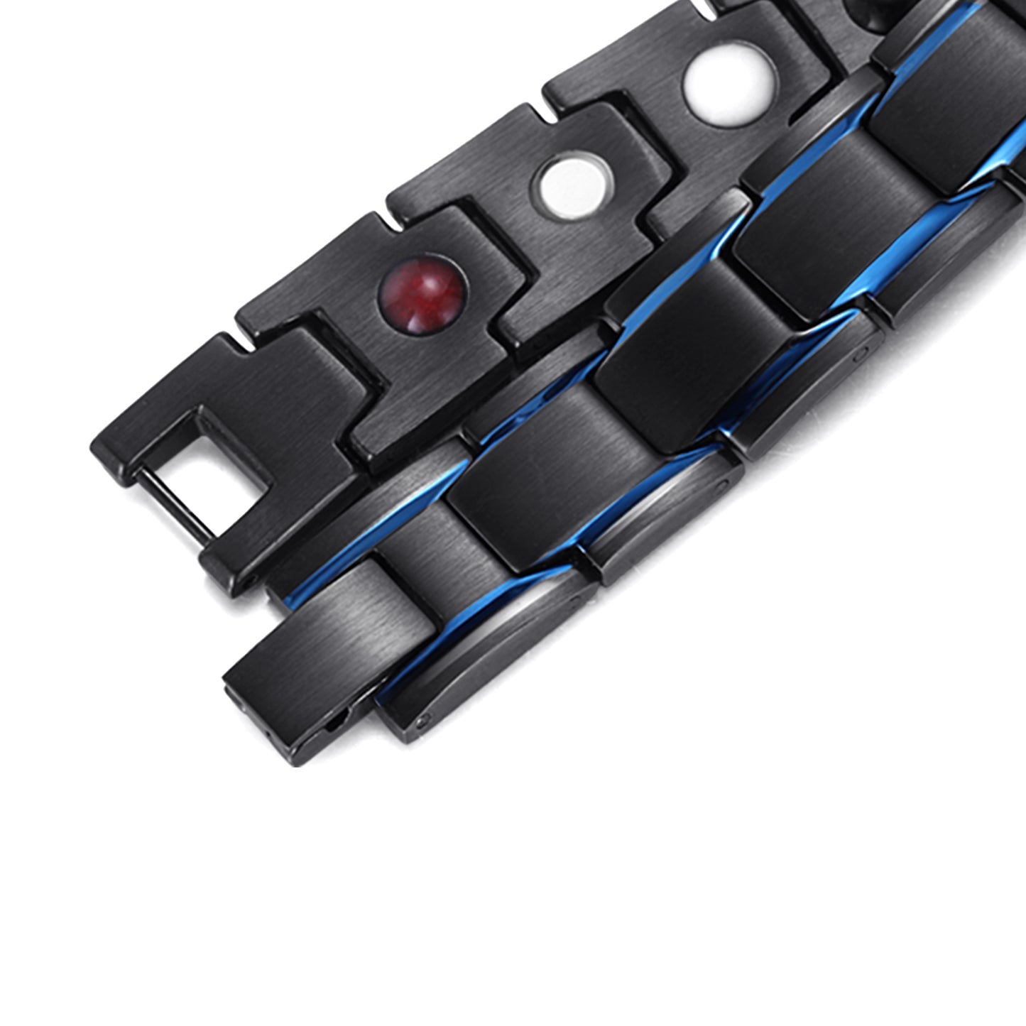 Stainless Steel Mens Magnetic Bracelet , Blue Black , OSB-1540BKBLFIR