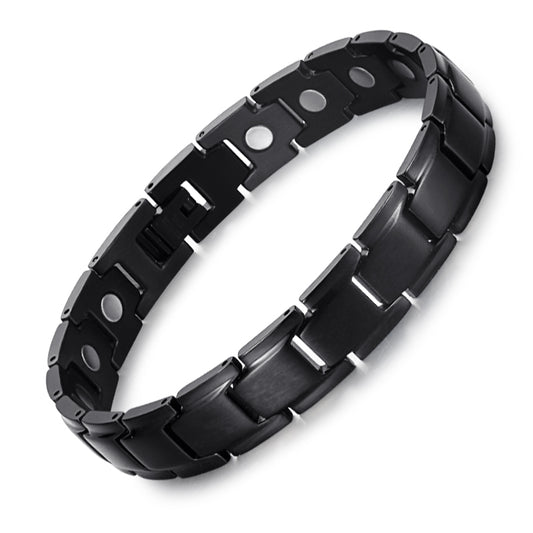 Stainless Steel Powerful Magnetic Therapy Bracelet , Black , OSB-1540BK-MATT