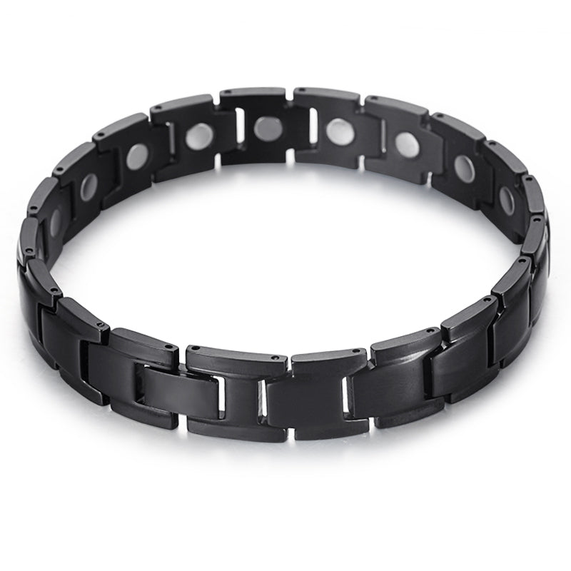 Stainless Steel Powerful Magnetic Therapy Bracelet , Black , OSB-1540BK-MATT