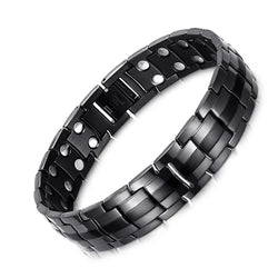 Men's Powerful Stainless Steel Magnetic Bracelet , Black , OSB-1537BK