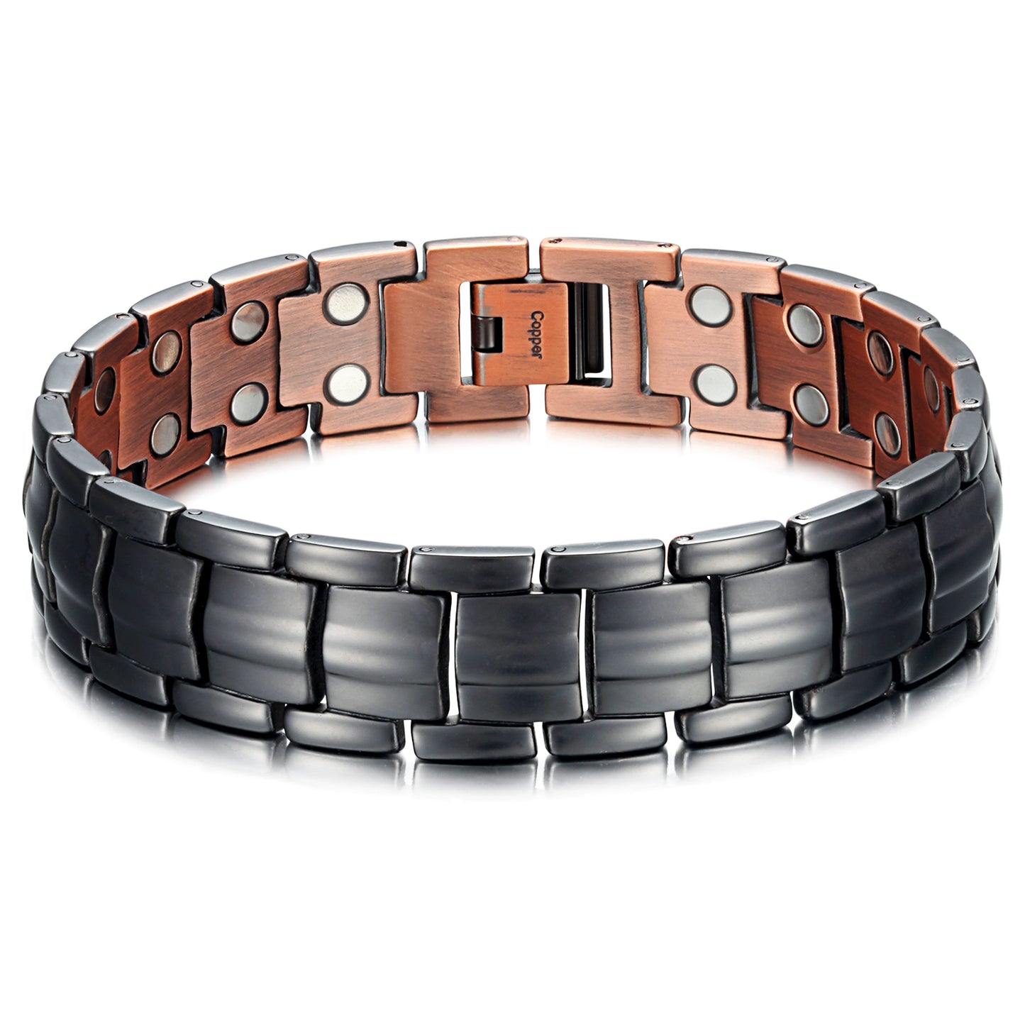 Mens Most Effective Magnetic Copper Bracelets , OCB-1537GUN-MATT