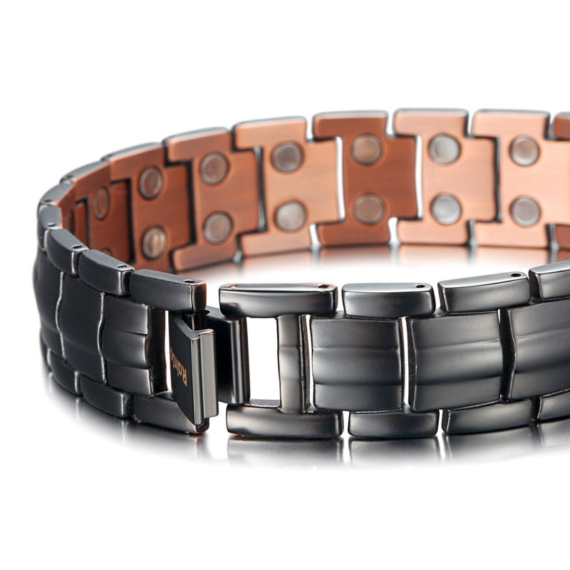 Mens Most Effective Magnetic Copper Bracelets , OCB-1537GUN-MATT