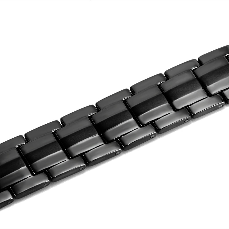 Titanium Ultra Strength Magnetic Bracelet , Silver/ Black/Silver Gold , OTB-1537SFIR