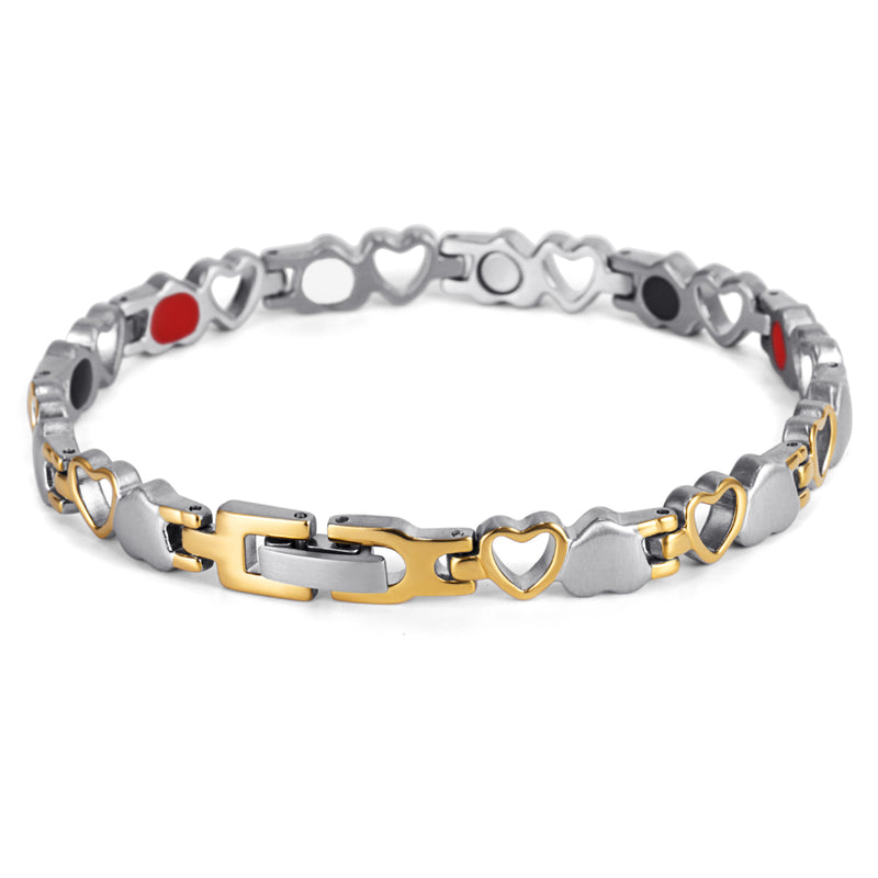 Stainless Steel  Magnetic Bracelet for Women , Silver Gold , OSB-082SGFIR
