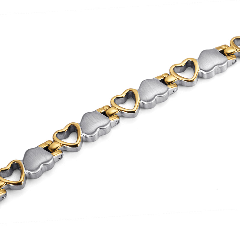 Stainless Steel  Magnetic Bracelet for Women , Silver Gold , OSB-082SGFIR