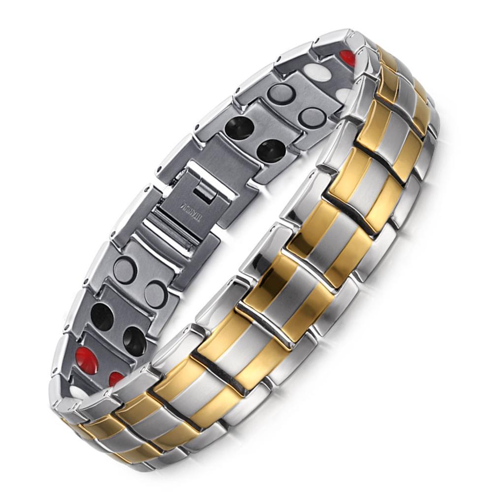 Titanium Mens Magnetic Therapeutic Bracelets Benefit for Wrist Pain